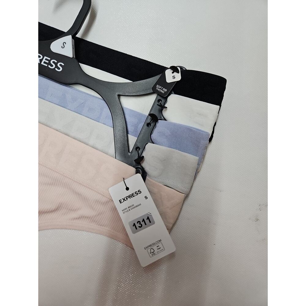 Express Woman's Soft Rib Thong Small Multicolor 5 Pack - Picture 3 of 9